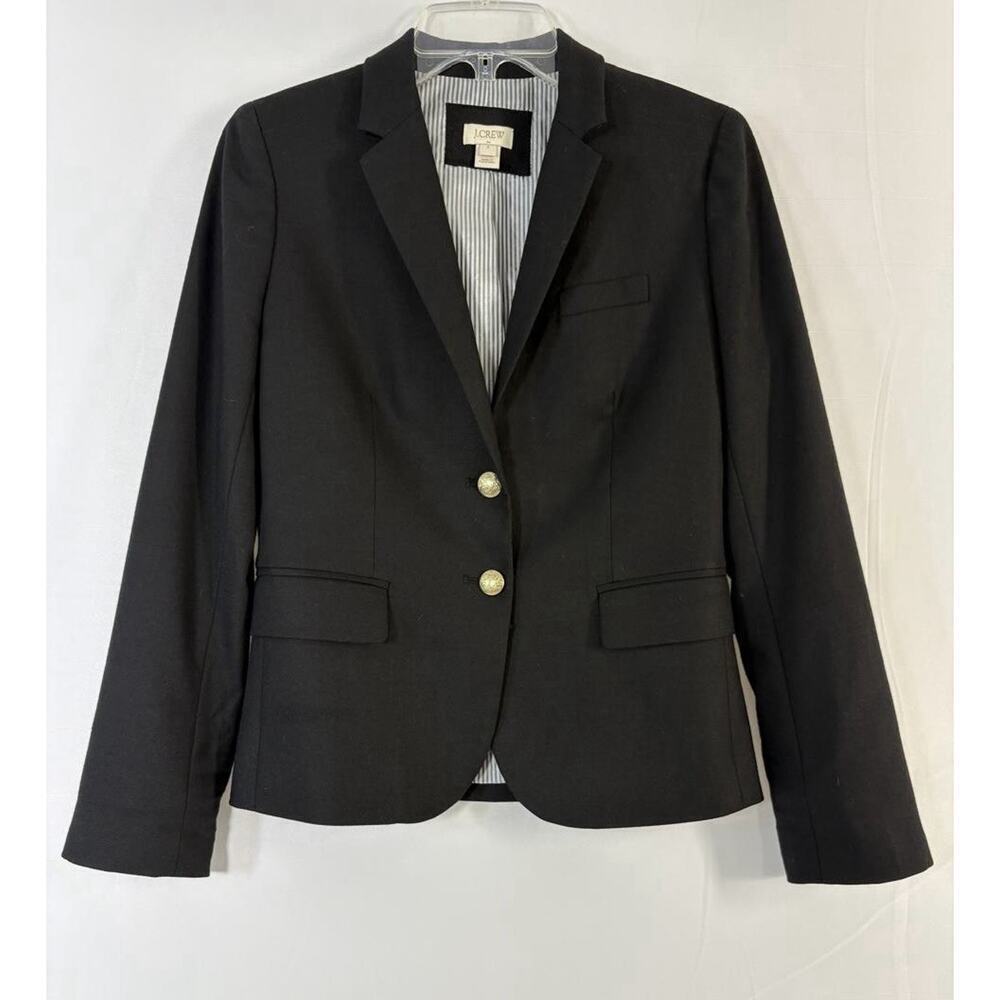 J.‎ Crew Schoolboy Blazer Black Gold Buttons Women's Jacket Sz 2 Preppy Corpcore